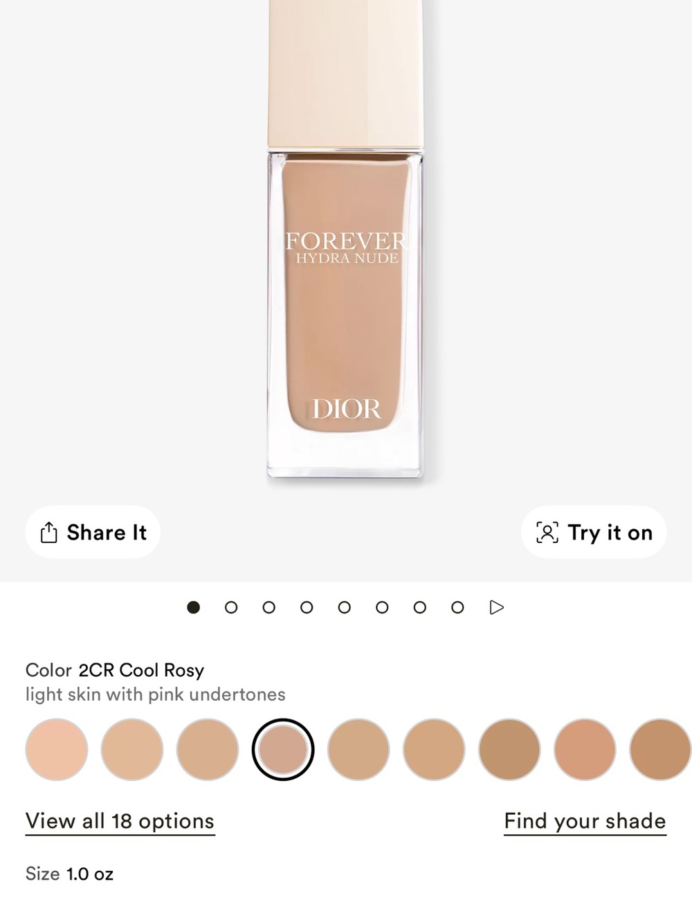 Dior Forever Hydra Nude Foundation — 2CR Cool Rosy (Light Rosy Beige)